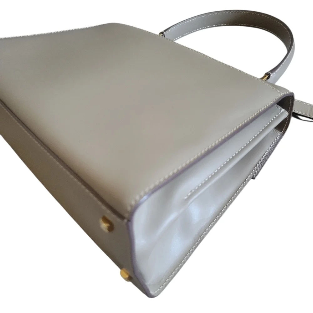 Salvatore Ferragamo Classic Top-Handle Women's Handbag Light Gray Gold Hardware - Picture 15 of 16